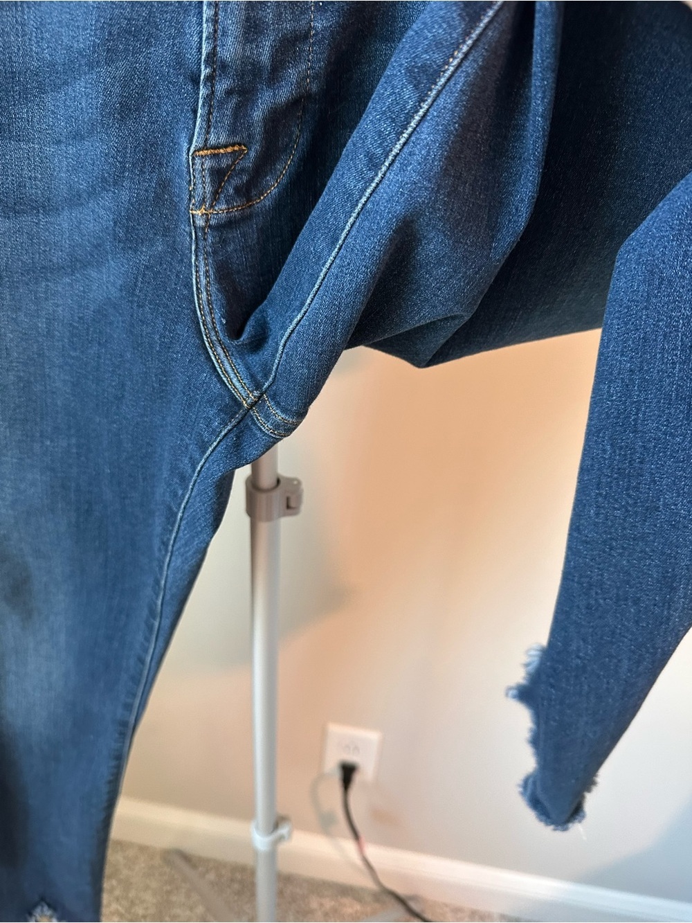 FRAME Le High Skinny Cropped Jeans Medium Wash Frayed Raw V-Hem Size 28 Premium - Picture 4 of 7